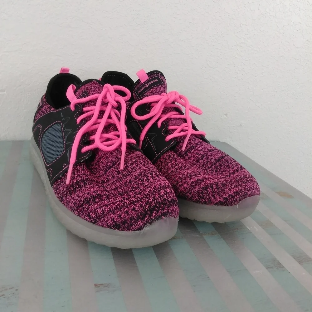 Flash Lights LED Light-Up Rechargeable Sneakers - Pink, Green, & Blue - Size 6